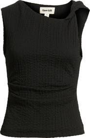 Open Edit Twisted Shoulder Textured Tank
