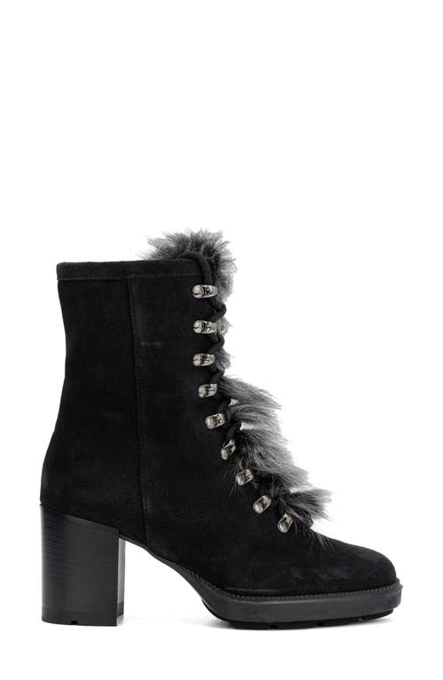 Aquatalia Irvina Hiker Boot With Genuine Shearling Trim In Black