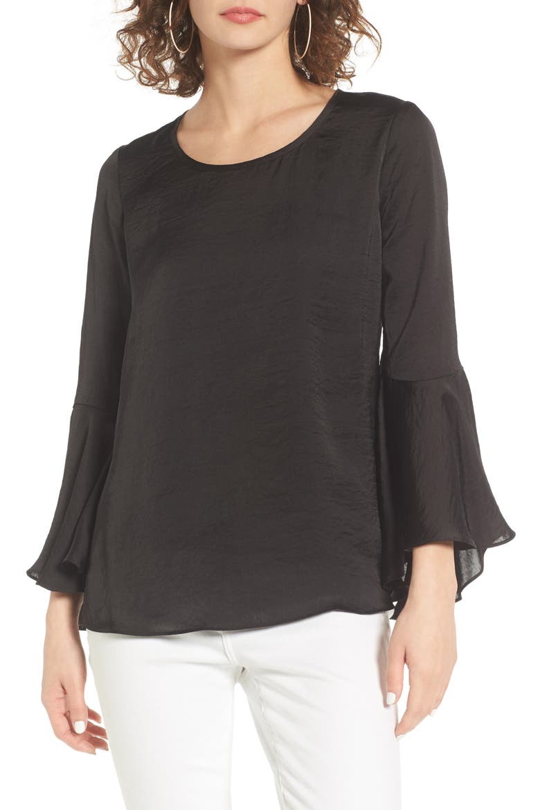 Bell Sleeve Top, Main, color, BLACK