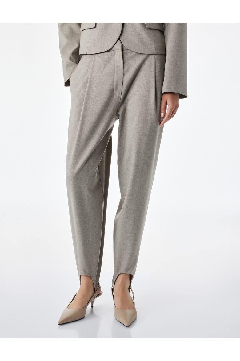 Balloon Fabric Trousers With Foot Strap Detail, Alternate, color, BEIGE