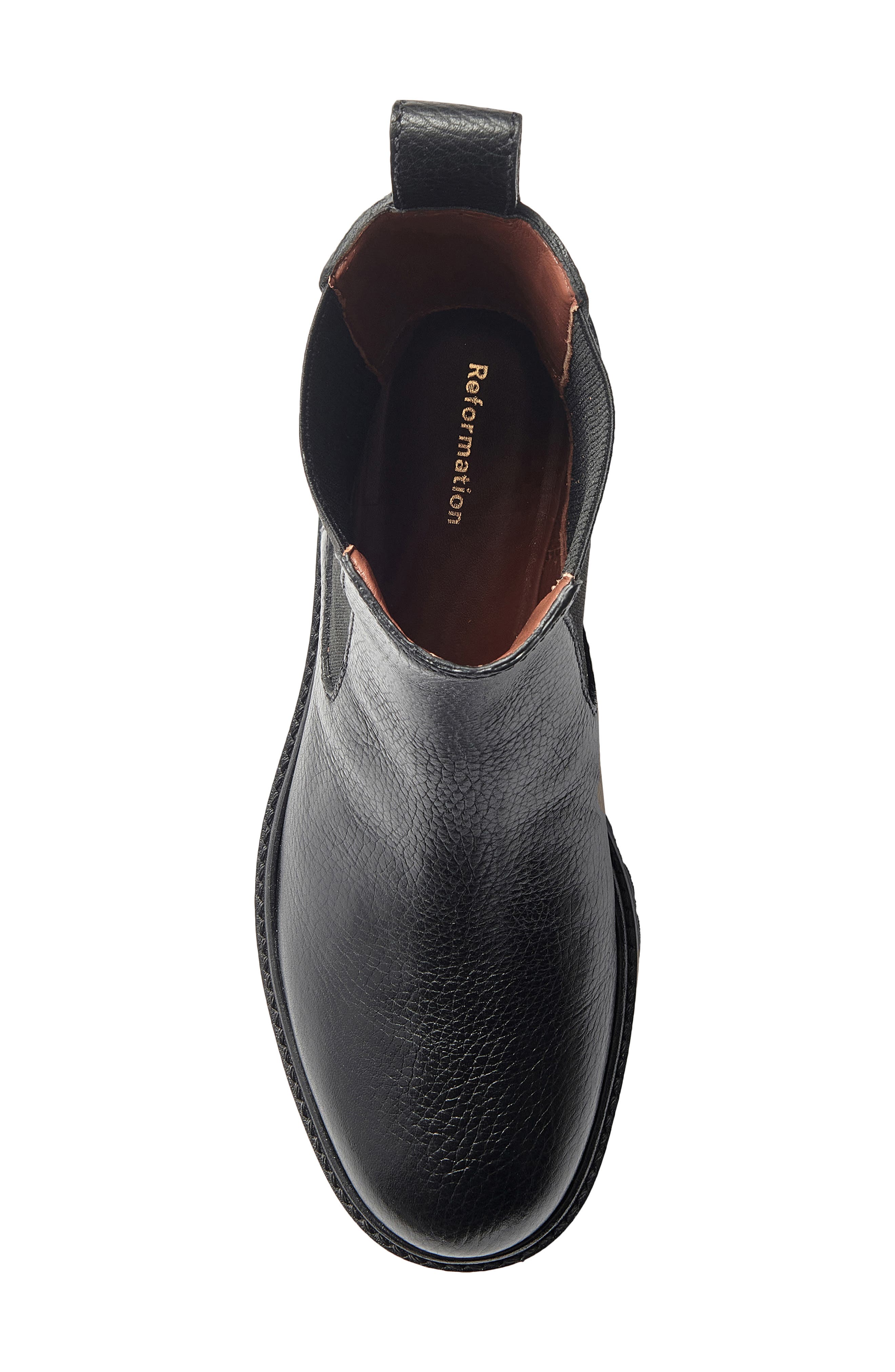 Reformation Katerina Lug Sole Chelsea Boot, Alternate, color, Black Tumbled