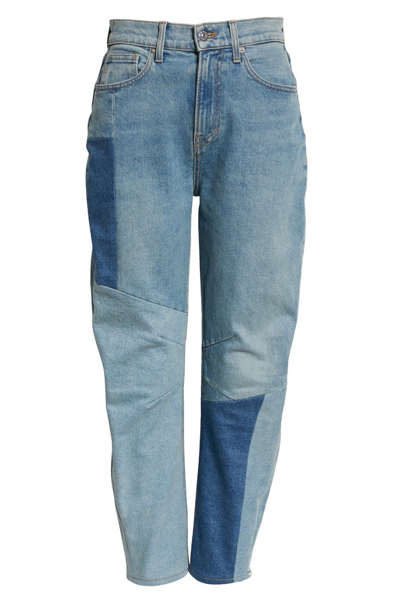 Veronica Beard Charlie Colorblock Crop Barrel Jeans, Alternate, color,