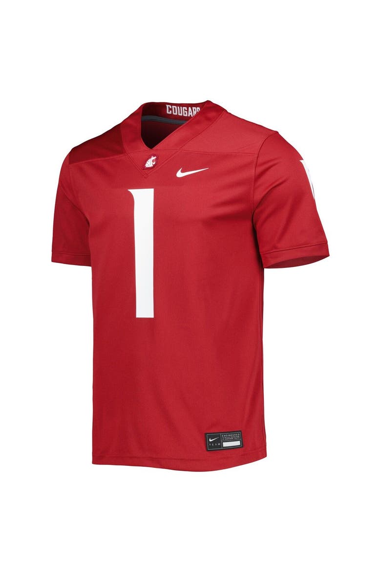 Men's Nike #1 Crimson Washington State Cougars Untouchable Football Jersey, Alternate, color, Crimson