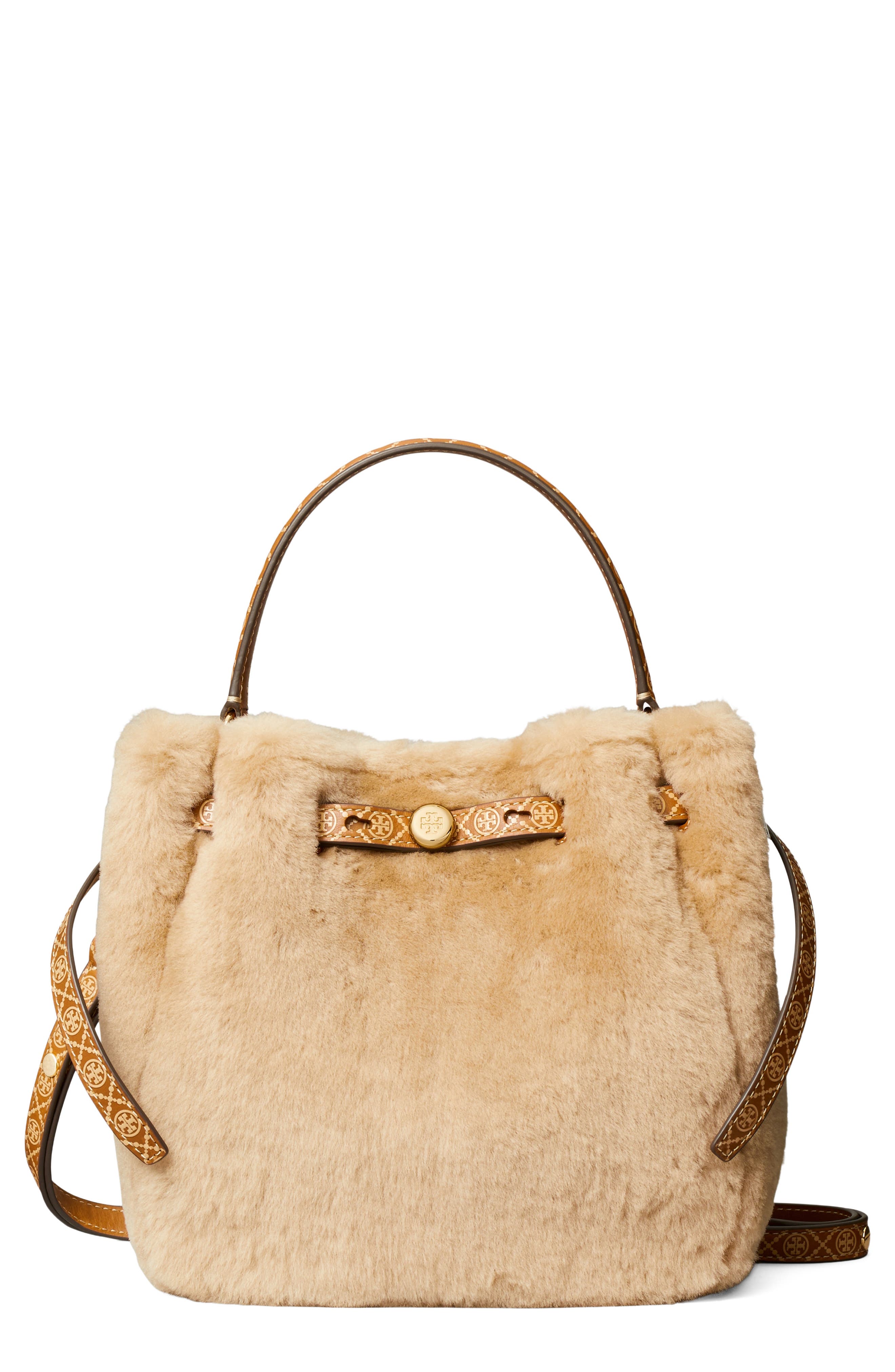 Romy Shearling Bucket Bag, Main, color, TEDDY