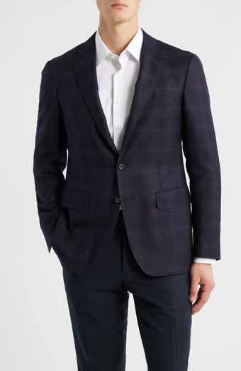 Kei Trim Fit Dark Red Plaid Super 130s Wool Sport Coat