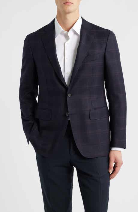 Kei Trim Fit Dark Red Plaid Super 130s Wool Sport Coat