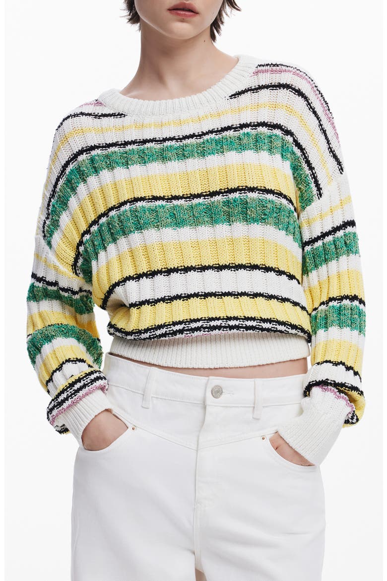 Stripe Crewneck Sweater, Main, color, MATERIAL FINISHES