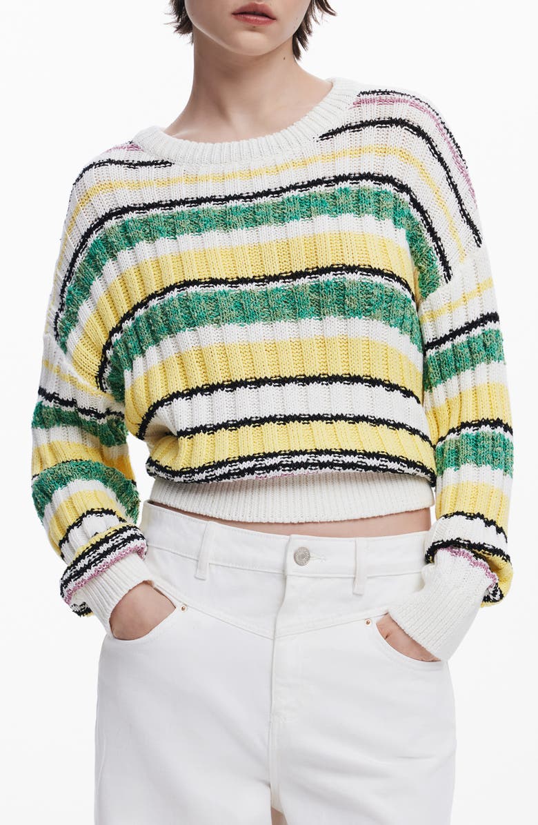 Desigual Stripe Crewneck Sweater, Main, color, Multi Stripe