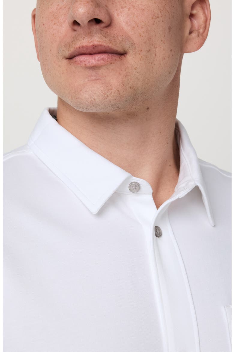 Oxford Knit Short Sleeve Button-Up Shirt, Alternate, color, WHITE