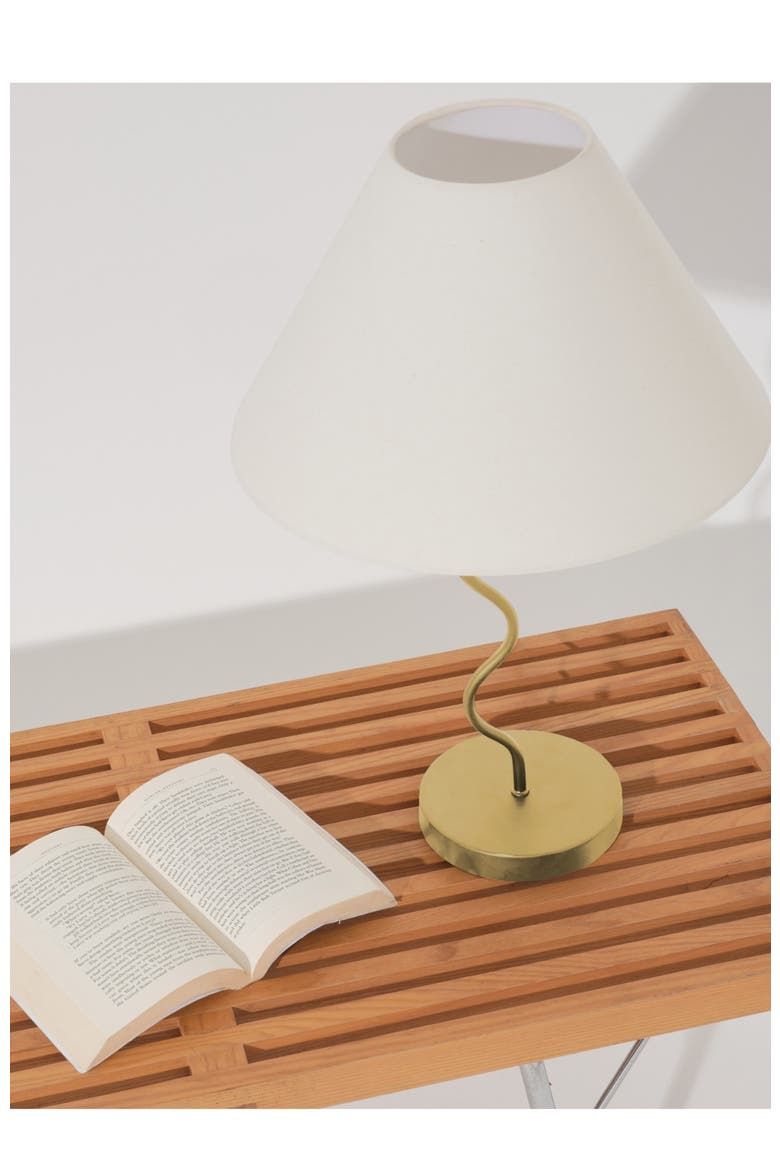Squiggle 22" LED Table Lamp with Twisting Base and Ivory Empire Shade, Alternate, color, Antique Brass