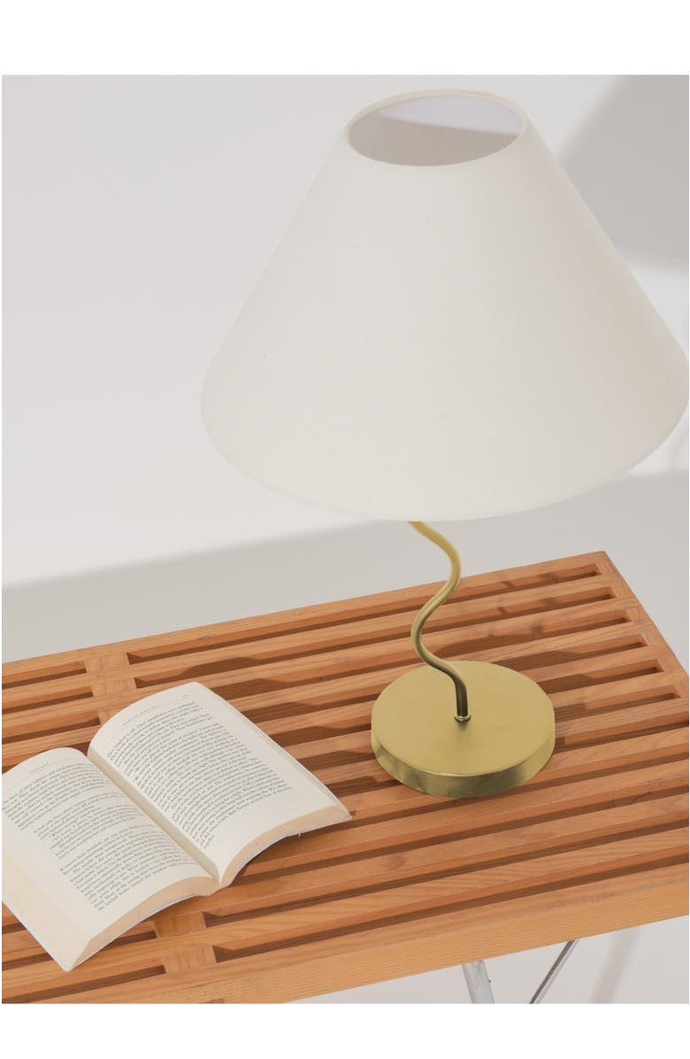 Brightech Squiggle 22" LED Table Lamp with Twisting Base and Ivory Empire Shade, Alternate, color, Antique Brass