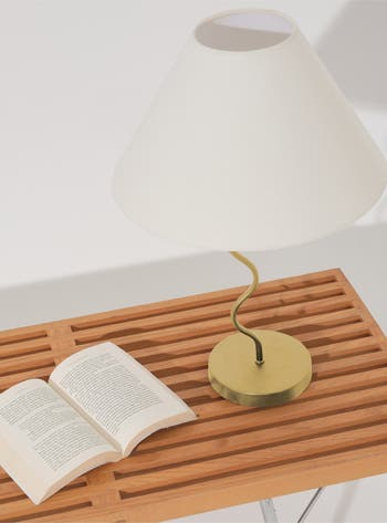 Squiggle 22" LED Table Lamp with Twisting Base and Ivory Empire Shade