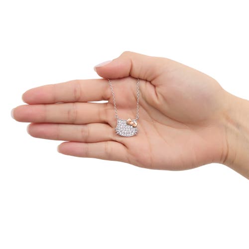Hello Kitty White Sapphire Face Necklace, 18" In Metallic