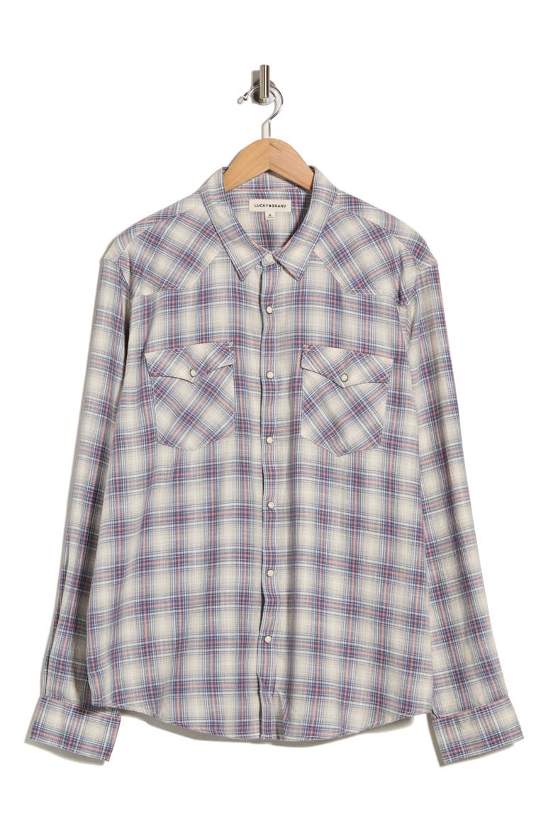 Long Sleeve Plaid Western Shirt, Main, color, NIGHTSHADOW BLUE
