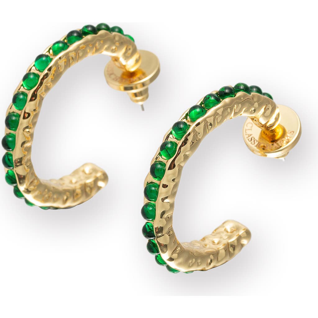 Classicharms Serena Molten Gemstone Hoop Earrings In Green