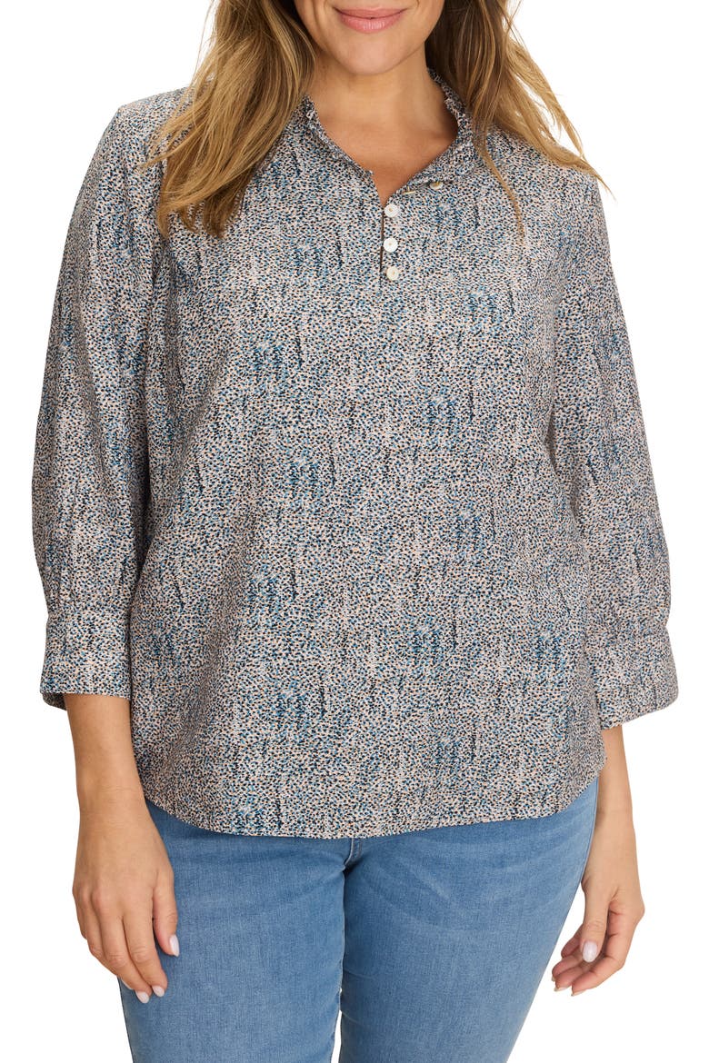 Sun Speckle Ruffle Neck Top, Main, color, NEUTRAL MULTI