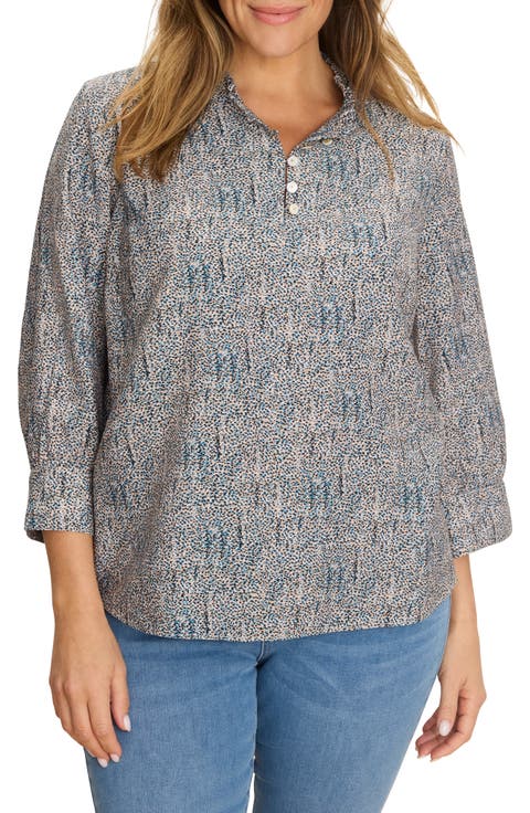 Sun Speckle Ruffle Neck Top