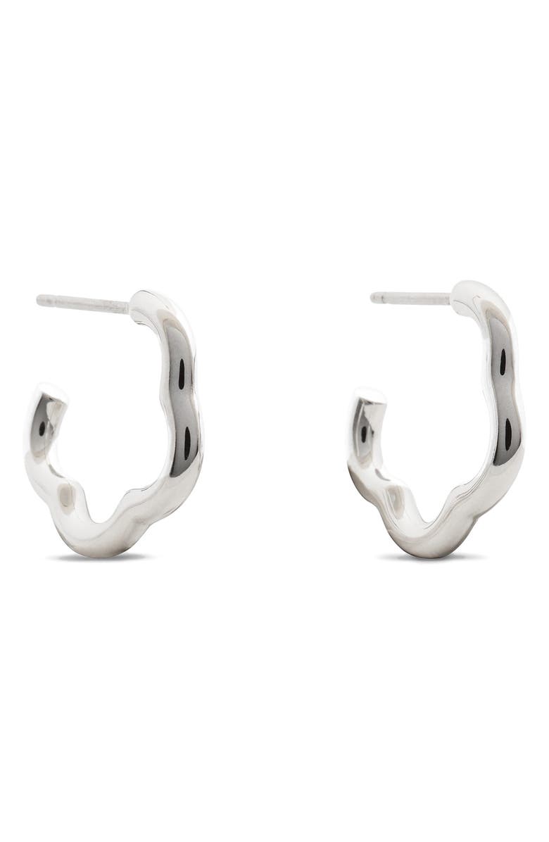 Kate Spade New York wave huggie hoop earrings, Main, color, Silver