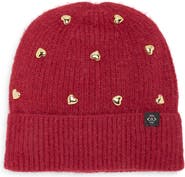 Nanette Lepore Heart Studs Knit Cuffed Beanie