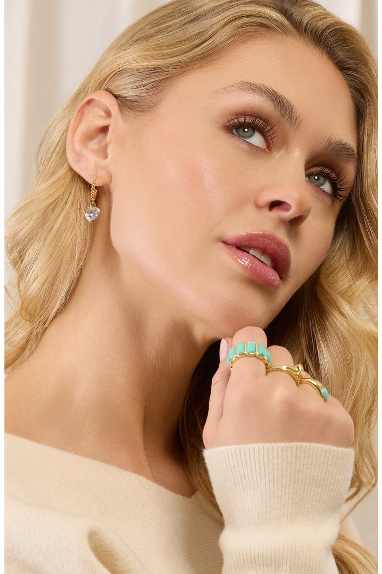 Modern Muse Heart Drop Huggie Earrings, Alternate, color, GOLD
