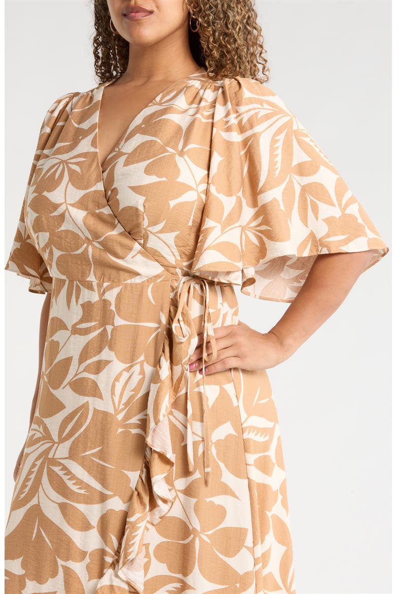 Ruffle Wrap Dress, Alternate, color, OATMEAL