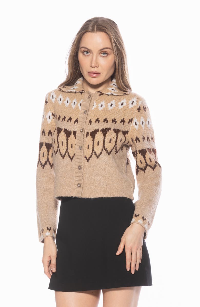 Alexia Admor Wayne Collared Knit Cardigan, Alternate, color, Beige Multi