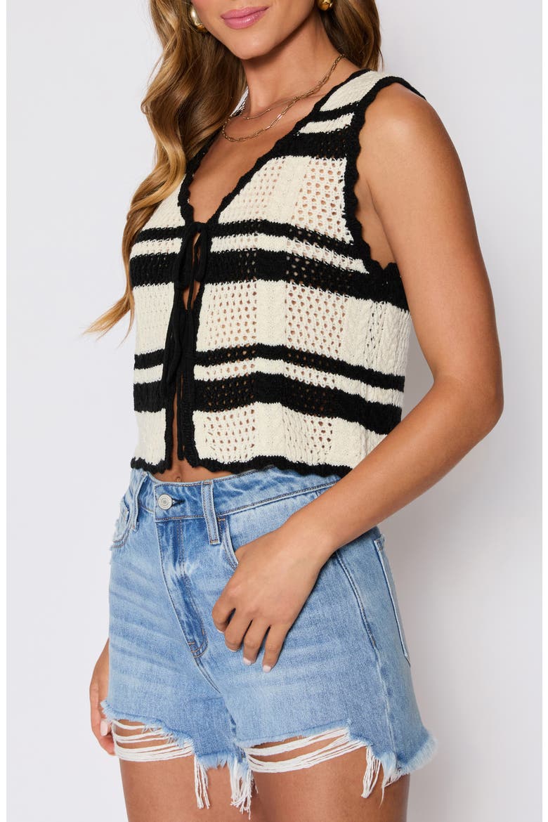 Meghan Stripe Open Stitch Sweater Vest (Nordstrom Exclusive), Alternate, color, CREAM/ BLACK