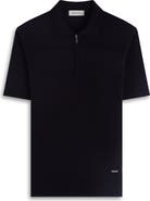Bugatchi Quarter Zip Cotton Blend Polo Sweater
