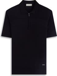 Bugatchi Quarter Zip Cotton Blend Polo Sweater