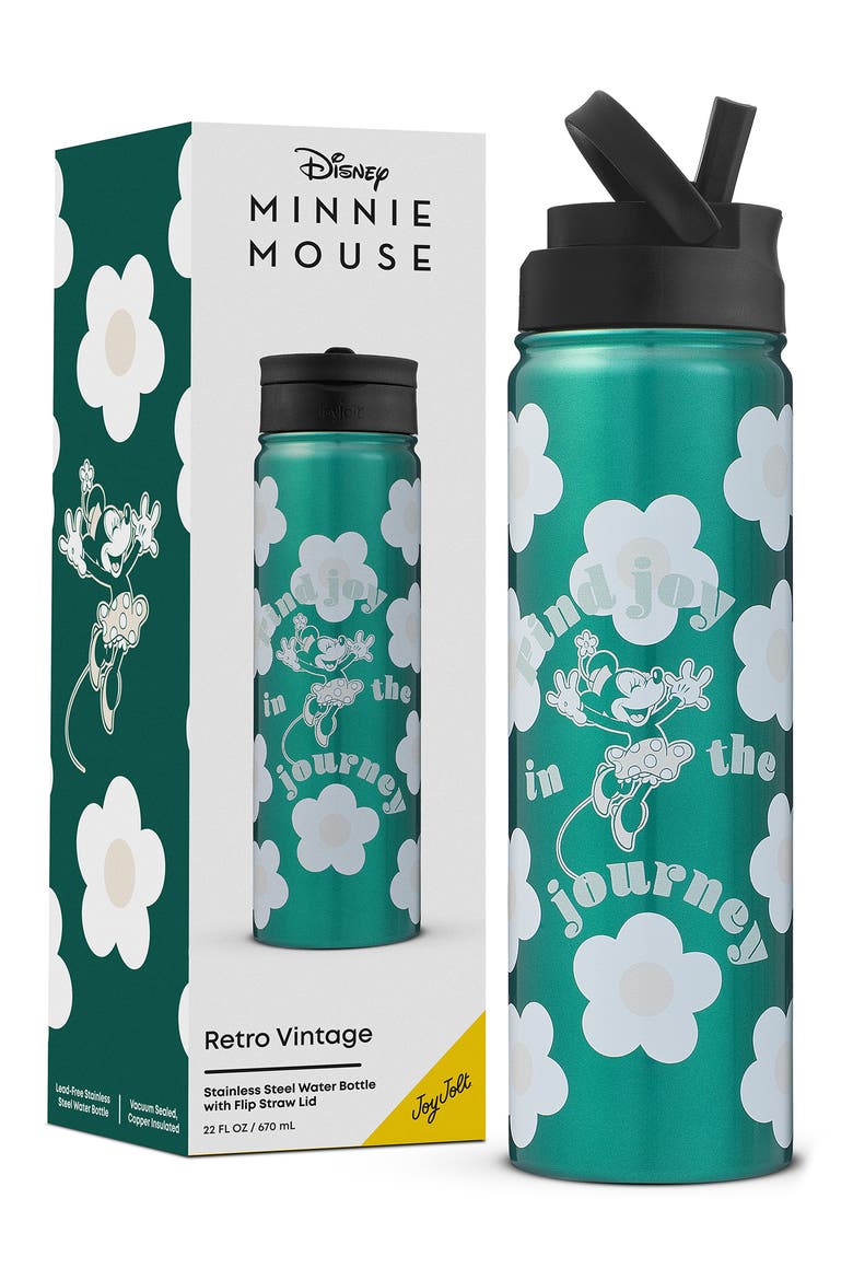 Minnie Mouse 22-Ounce Stainless Steel Water Bottle, Alternate, color, GREEN