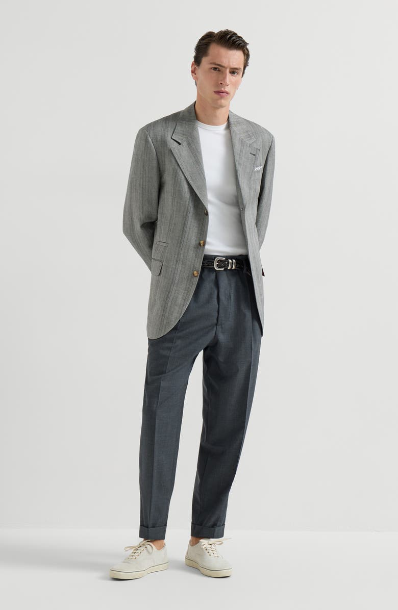 Brunello Cucinelli Chevron blazer, Alternate, color, Medium Grey