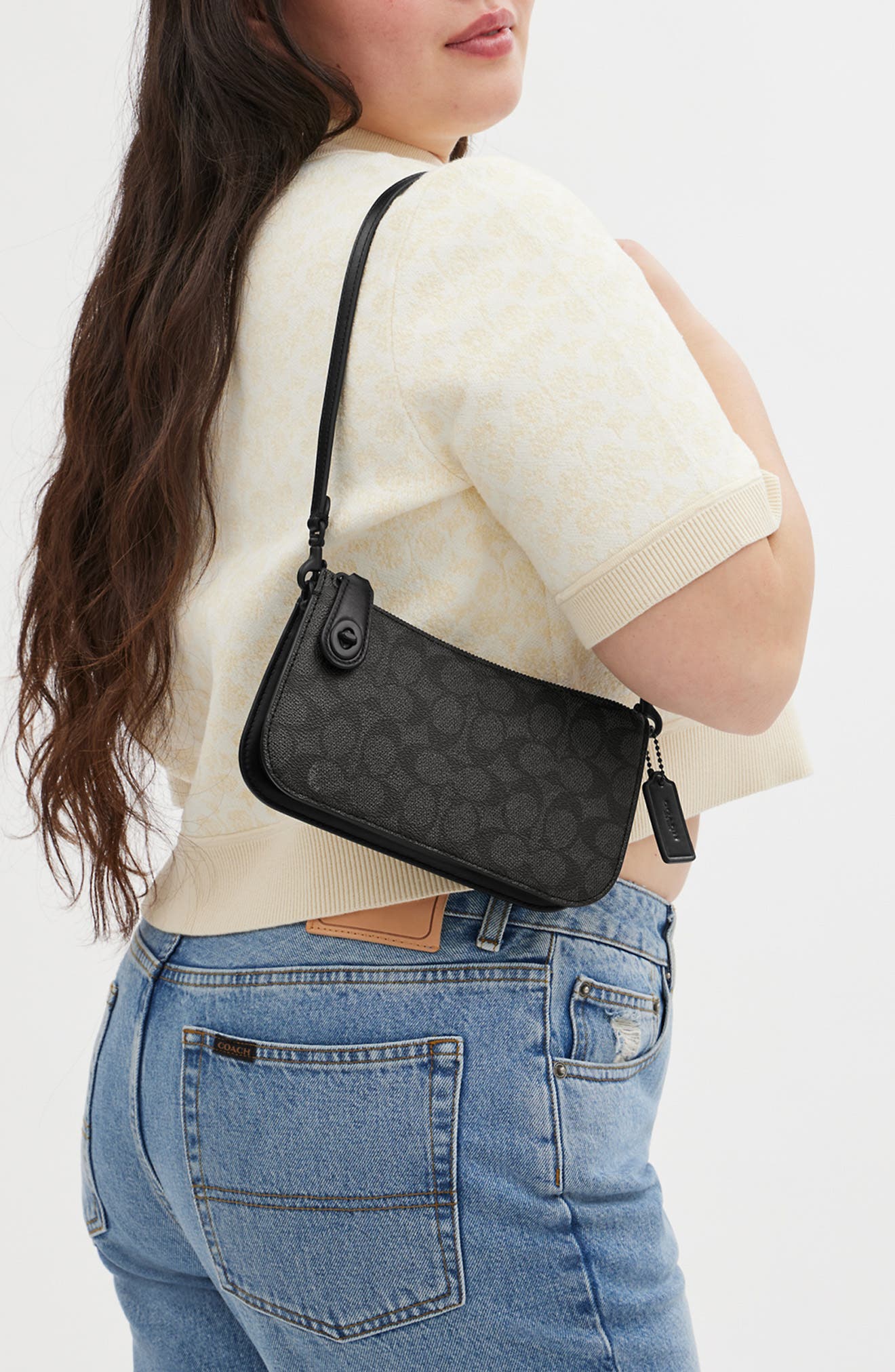 COACH Penn Signature Coated Canvas & Leather Shoulder Bag, Alternate, color, 