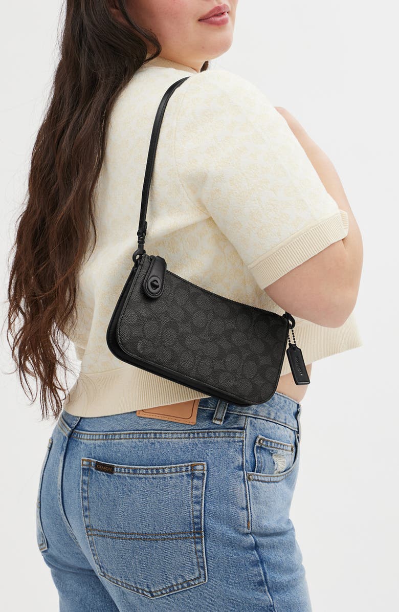 COACH Penn Signature Coated Canvas & Leather Shoulder Bag, Alternate, color,