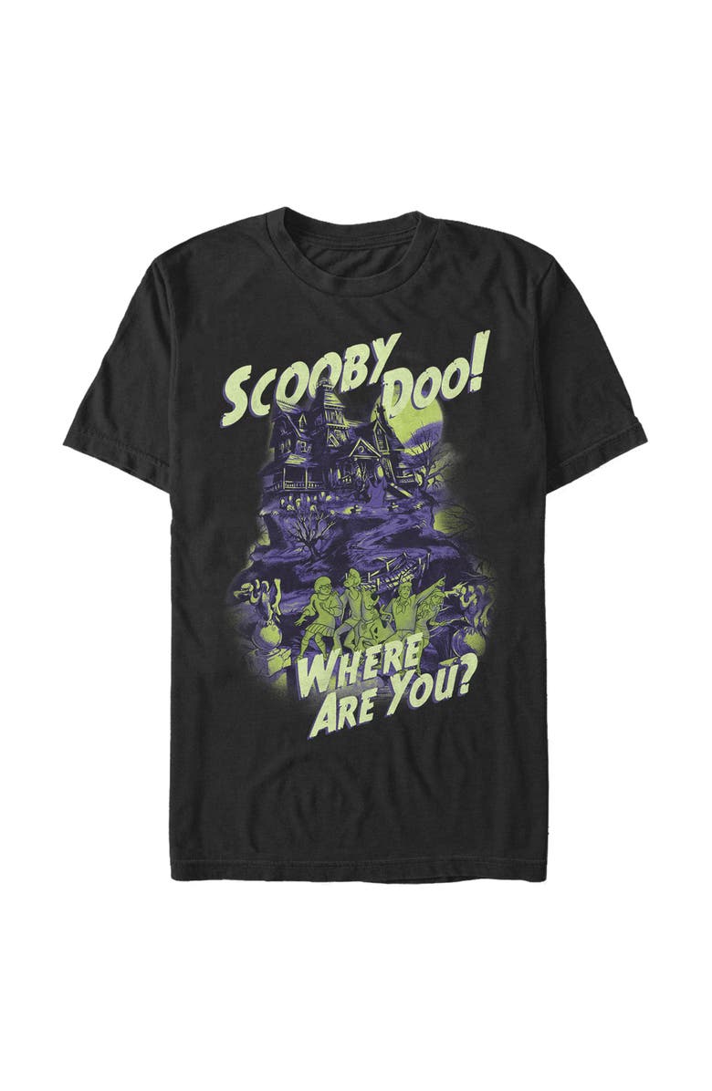 Scooby Doo Men's Scooby Doo Haunted House  Graphic T-Shirt, Main, color, Black
