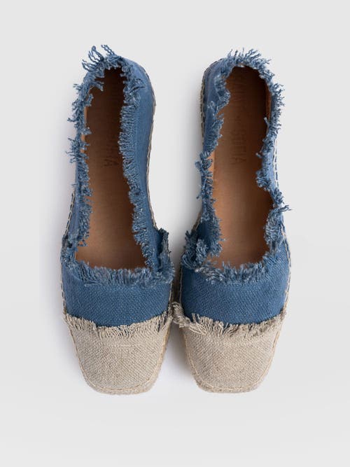 Saint + Sofia Ivy Frayed Espadrille Pumps In Blue
