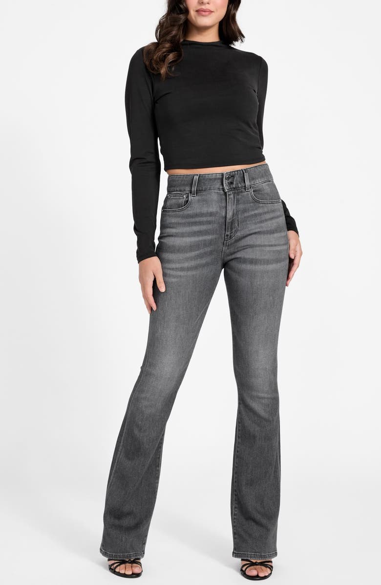 GUESS Sexy Corset Flare Jeans, Alternate, color, Dark Grey