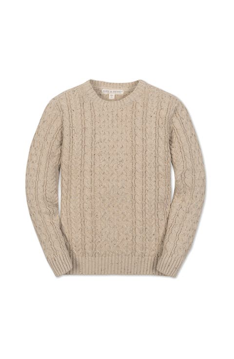 Kids' Organic Long Sleeve Fisherman Cable Pullover Sweater
