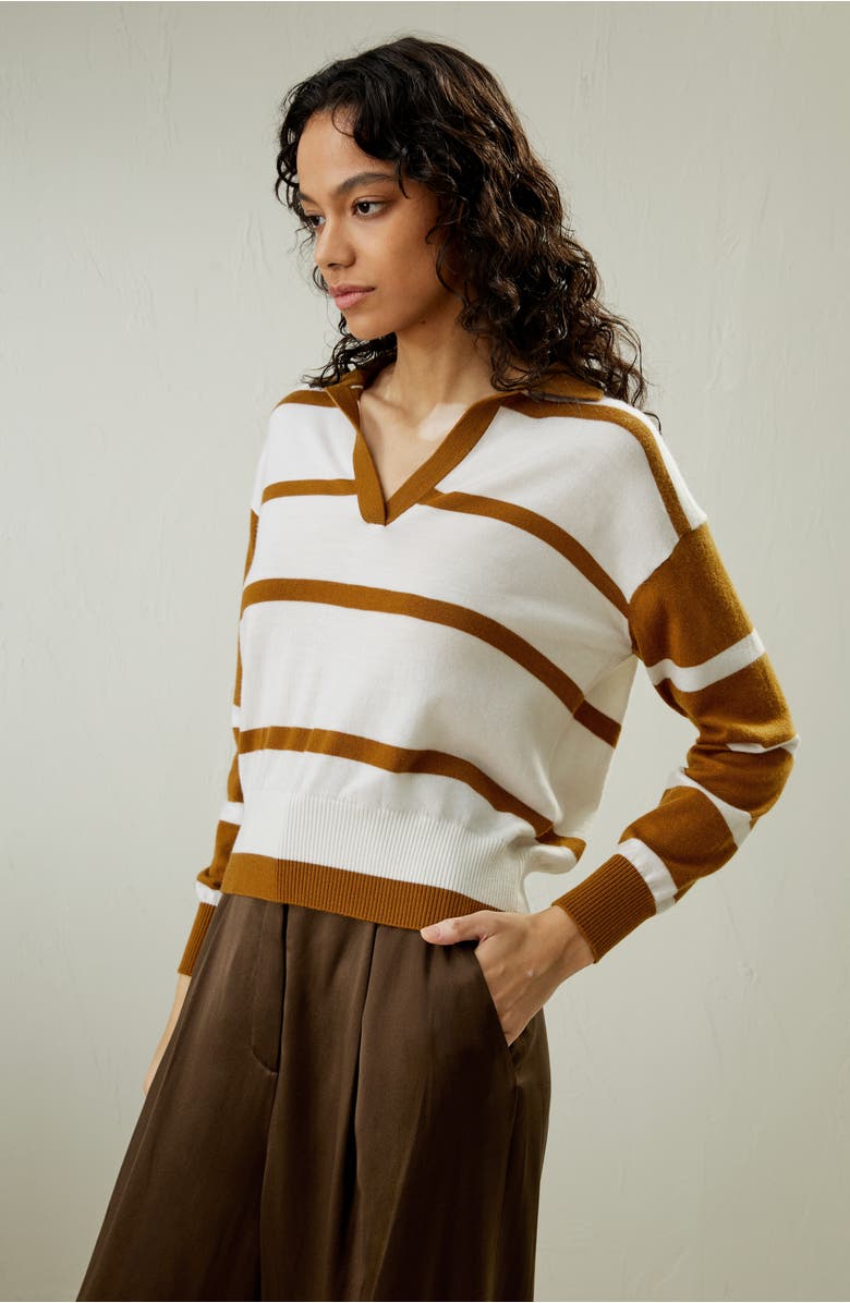 Lilysilk Merino Wool Sweater Polo, Alternate, color, Brown