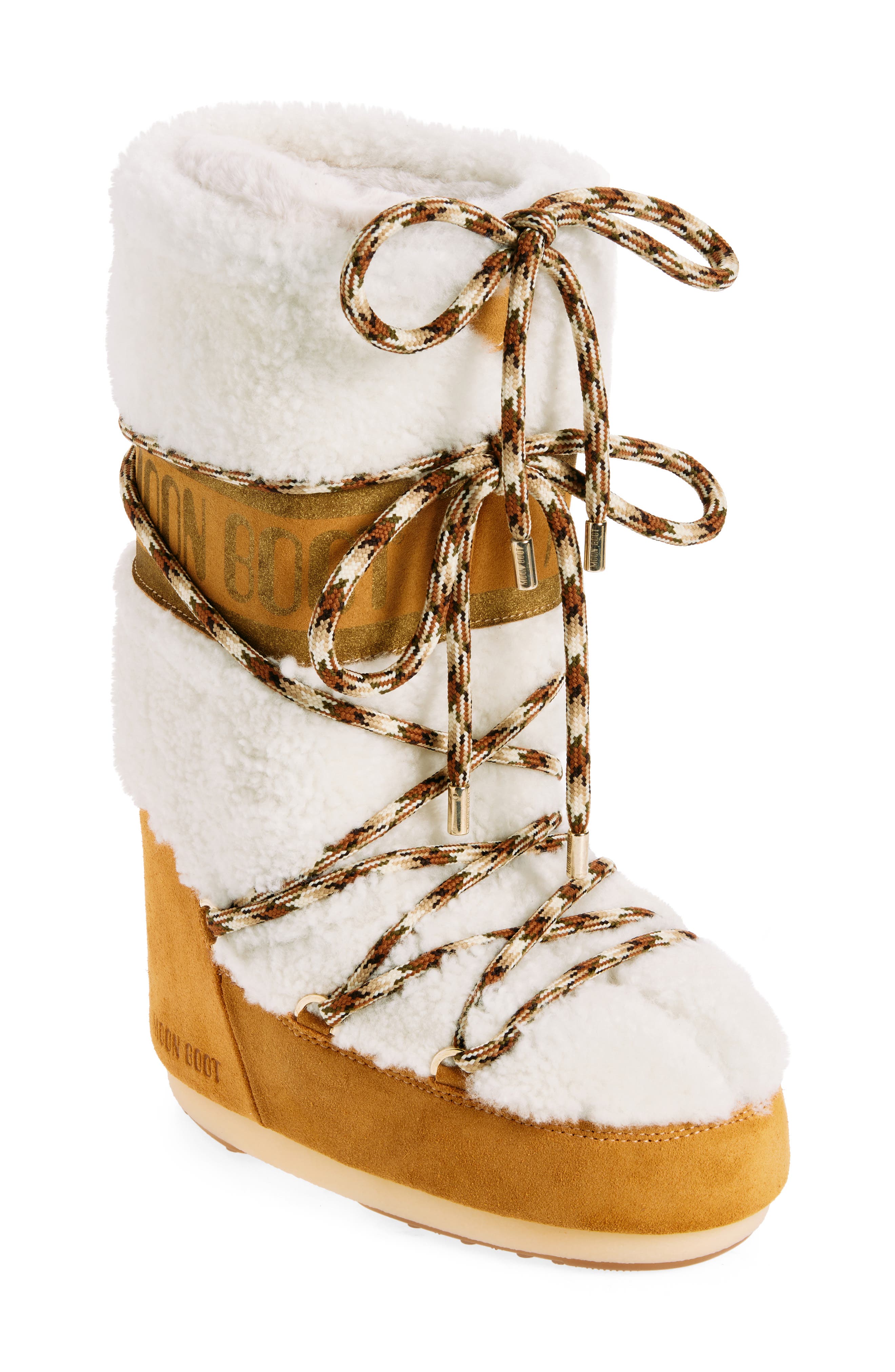 Moon Boot ® Icon Genuine Shearling Knee High Boot In Whisky/ Off White