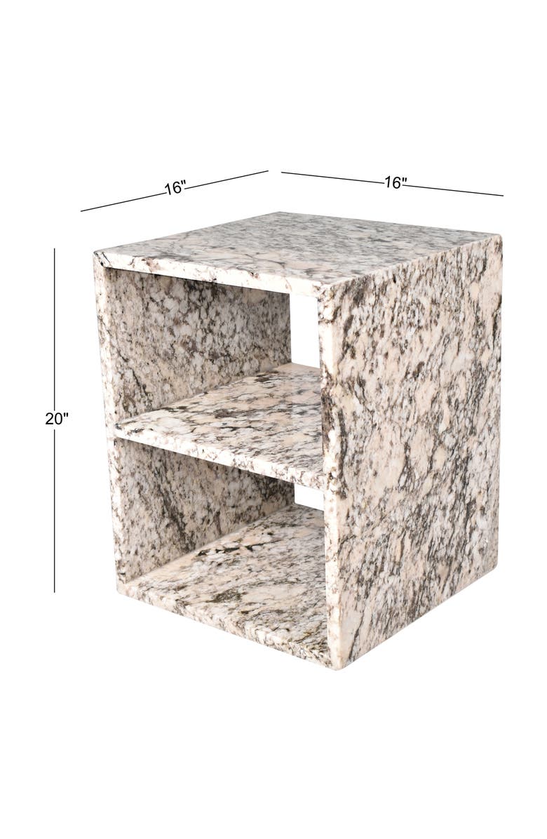 JONATHAN Y Sloane 20" Modern Natural Marble Handmade Rectangular 2-Shelf End Table, Alternate, color, Beige/Dark Taupe