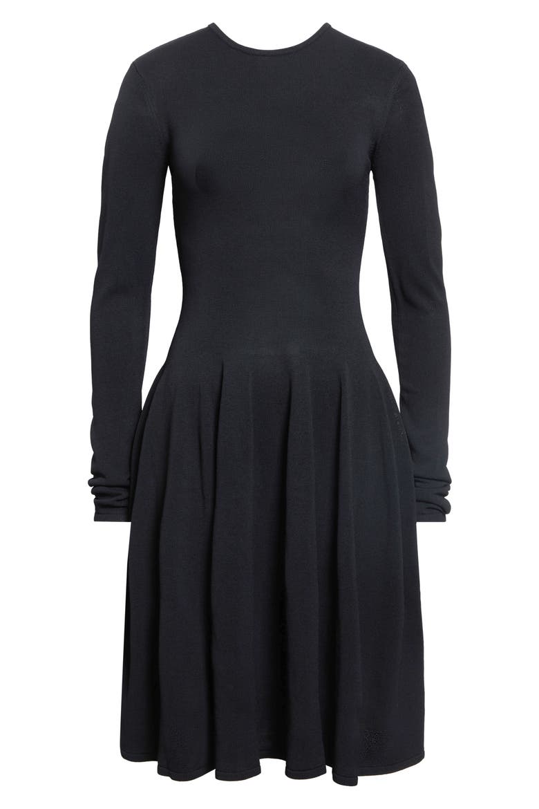 Sculpted Knit Long Sleeve Dress, Main, color, BLACK