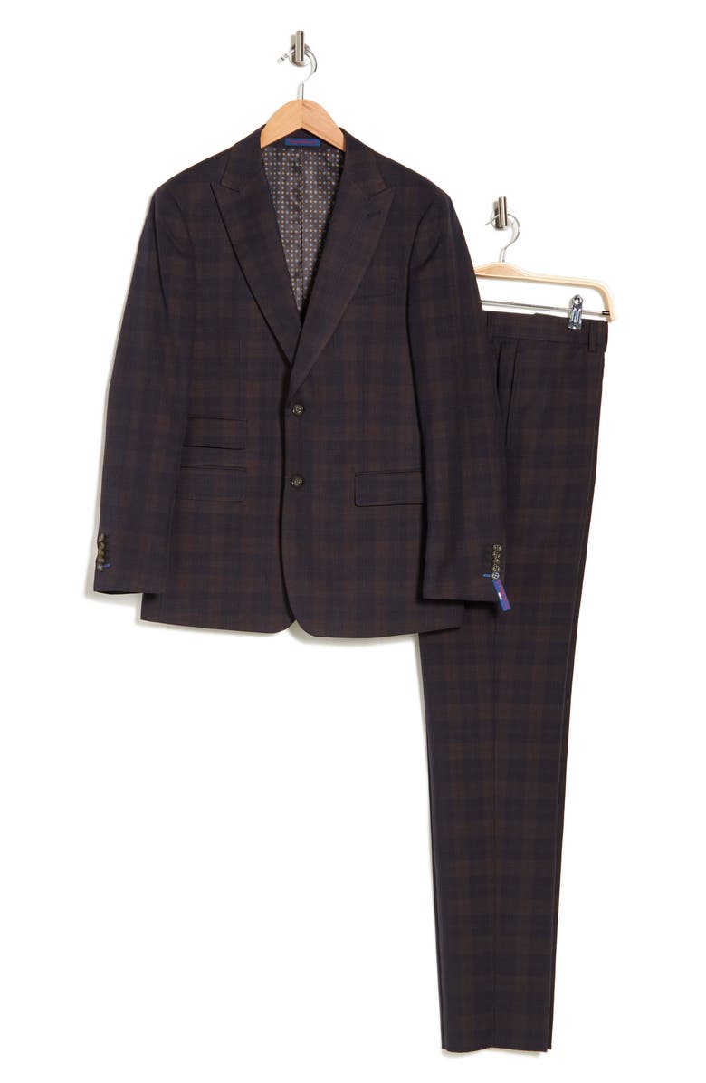 Plaid Two Button Peak Lapel Suit