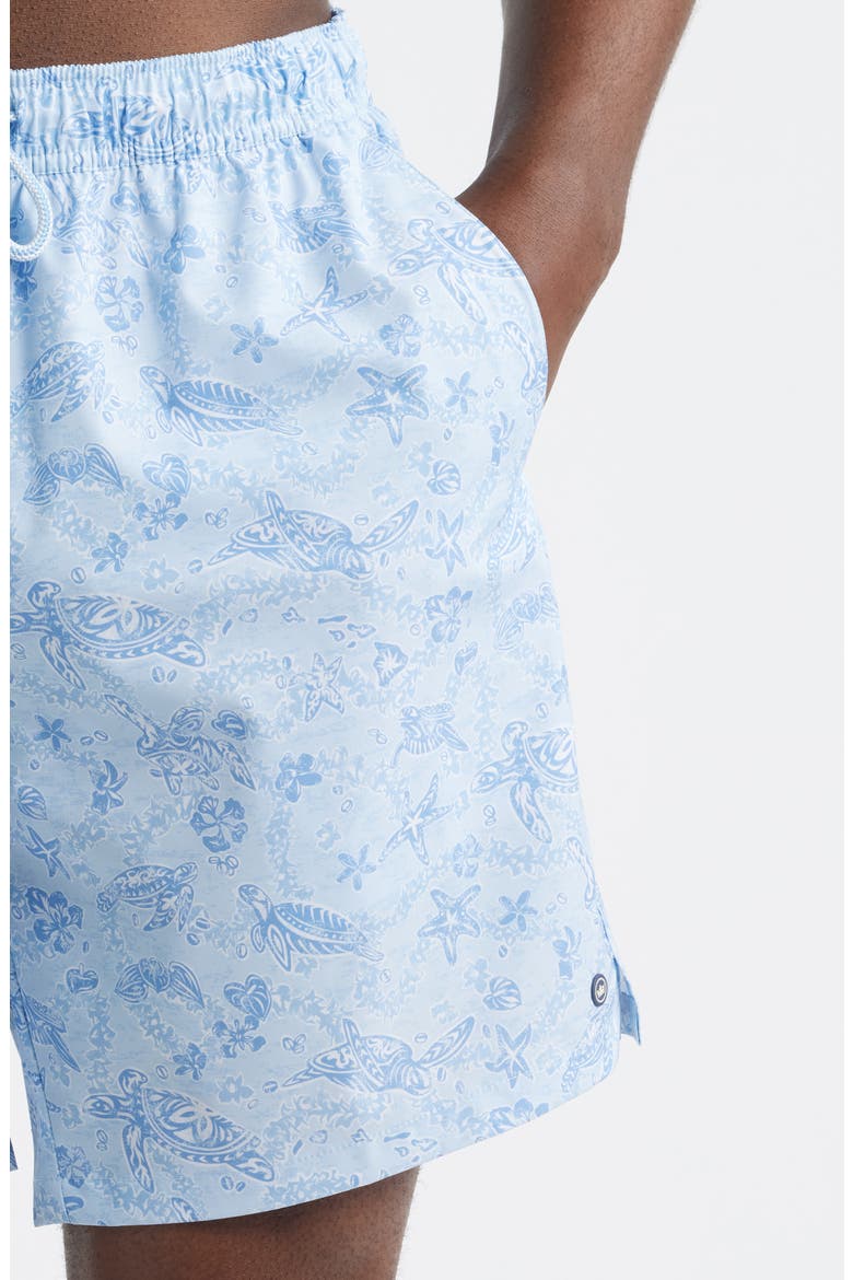 Oahu Turtle Print Swim Trunks, Alternate, color, STREAM BLUE