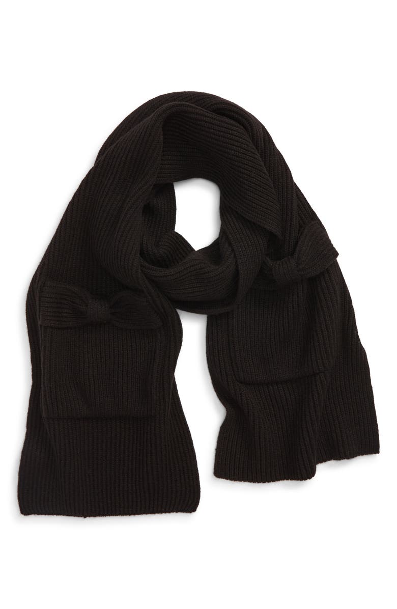 Kate Spade New York solid bow knit scarf, Alternate, color,