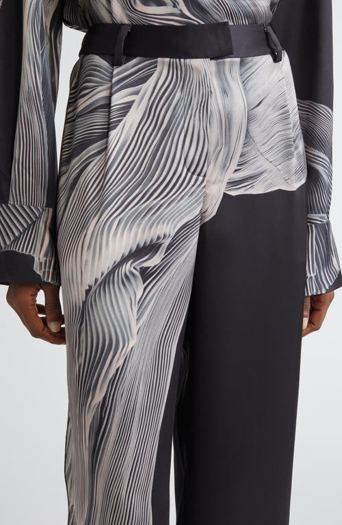 Jason Wu Collection Dancing Pleat Print Satin Straight Leg Pants In Multi