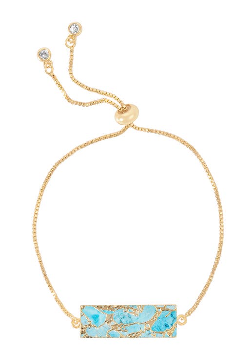 18K Gold Plated Mojave Turquoise Rectangle Slider Bracelet