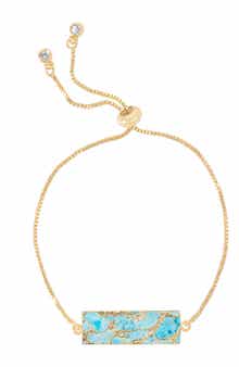 18K Gold Plated Mojave Turquoise Rectangle Slider Bracelet