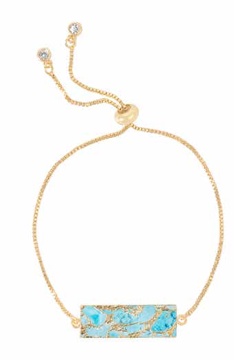 18K Gold Plated Mojave Turquoise Rectangle Slider Bracelet