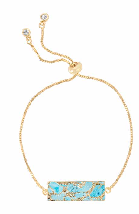 18K Gold Plated Mojave Turquoise Rectangle Slider Bracelet