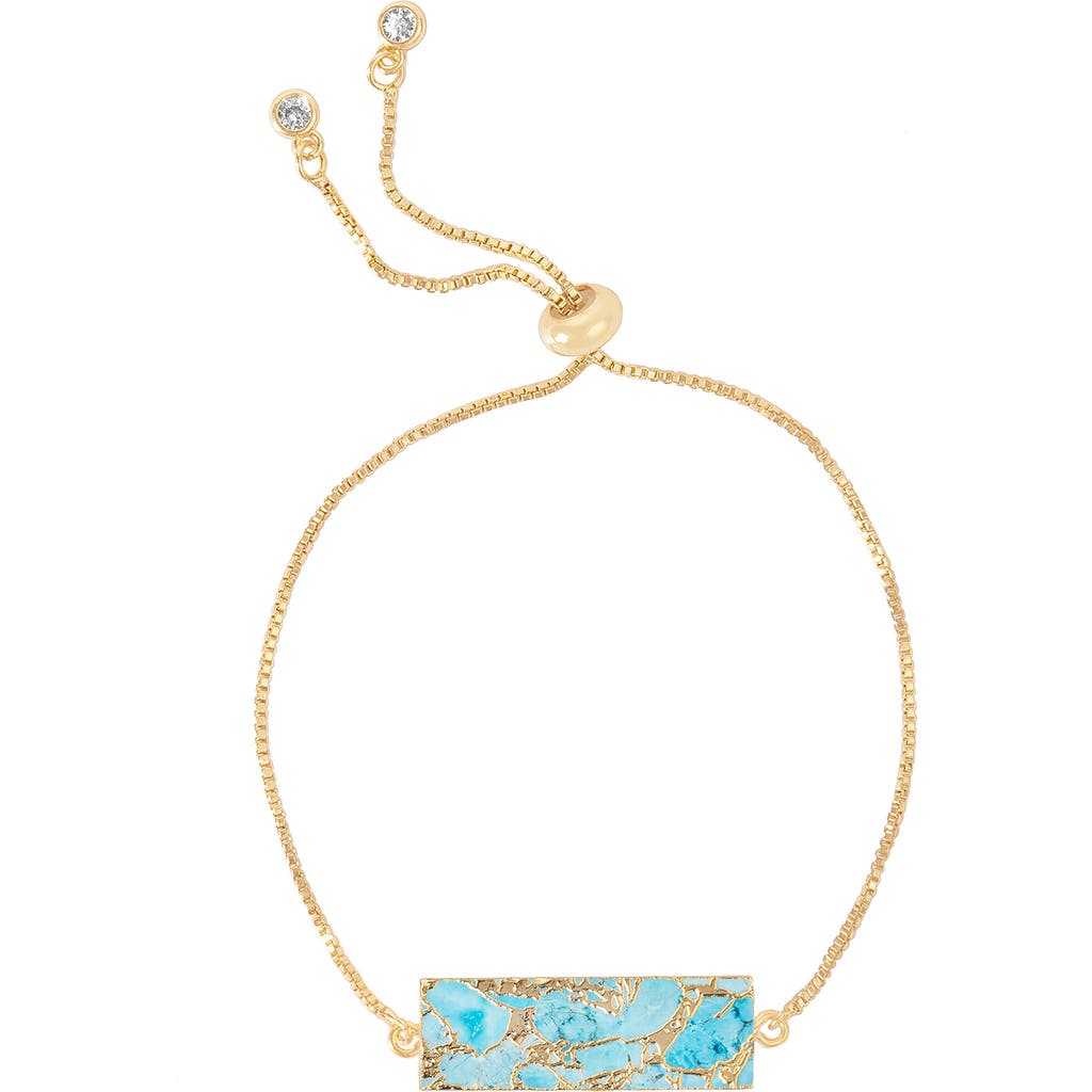 Saachi 18k Gold Plated Mojave Turquoise Rectangle Slider Bracelet